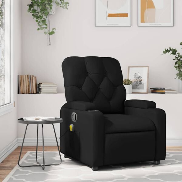 vidaXL Massage Recliner Chair Black Faux leather, metal, plywood Standard