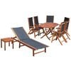 vidaXL Garden Furniture Set Brown Acacia wood 9 piece set Foldable