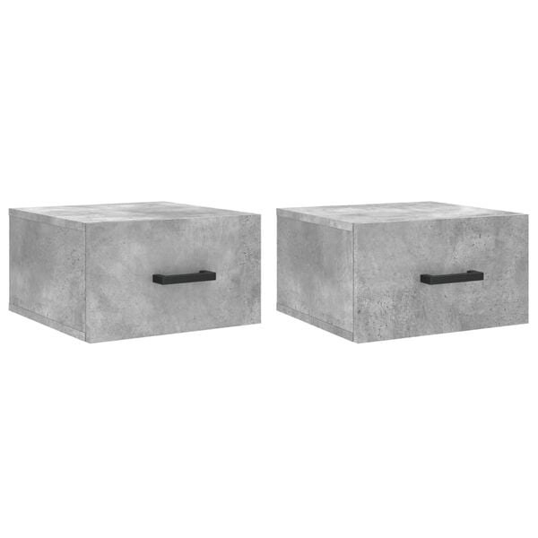 vidaXL Wall-mounted Bedside Cabinets 2 pcs Concrete Grey 13.8x13.8x7.9"