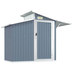 vidaXL Garden Shed Grey Galvanized Steel Large Garden Shed Rectangular