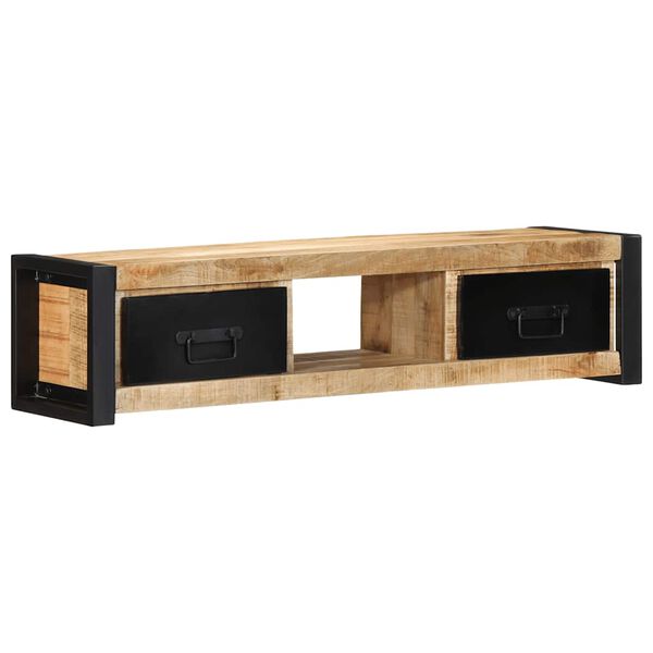 vidaXL TV Cabinet Black and brown Solid rough mango wood and iron Compact
