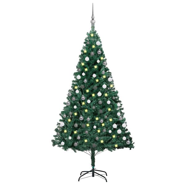 vidaXL Artificial Christmas Tree Green PVC, Steel, Plastic 4 ft