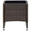 vidaXL Garden Table Brown PE rattan, steel, glass Small Durable