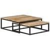 vidaXL Coffee Table Set of 2 Natural Mango Wood, Black