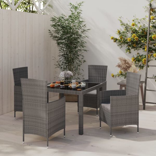 vidaXL Outdoor Dining Set Grey, Black, Dark Grey