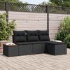 vidaXL Garden Sofa Set with Cushion 4 pcs Black Synthetic: Poly Rattan