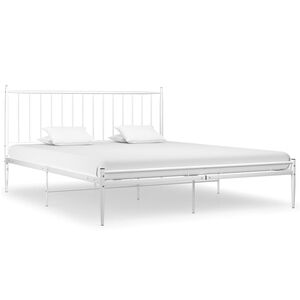 vidaXL Bed Frame White Powder-coated metal Double Durable Bed Frame
