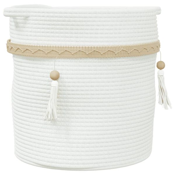 vidaXL Storage Basket White 100% cotton Ø15.0x14.2 in Collapsible