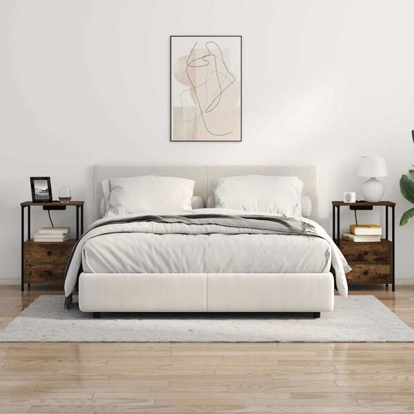 vidaXL Bedside Cabinet with Drawer Smoked Oak 15.75 x 12.20 x 23.62 in