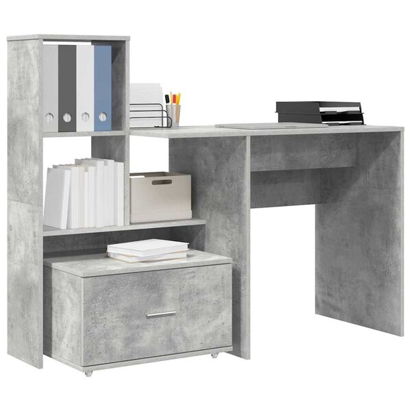 vidaXL Desk Concrete Grey 51.77 x 19.69 x 41.93 in Engineered Wood