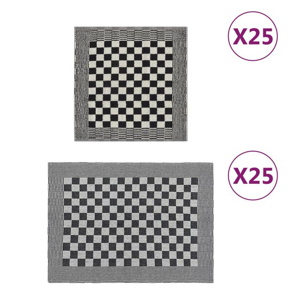 vidaXL Towel Set Set of 50 Black and White 100% Cotton Various Sizes