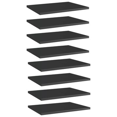 vidaXL Bookshelf Boards 8 pcs High Gloss Black 15.7"x11.8"x0.6" Chipboard