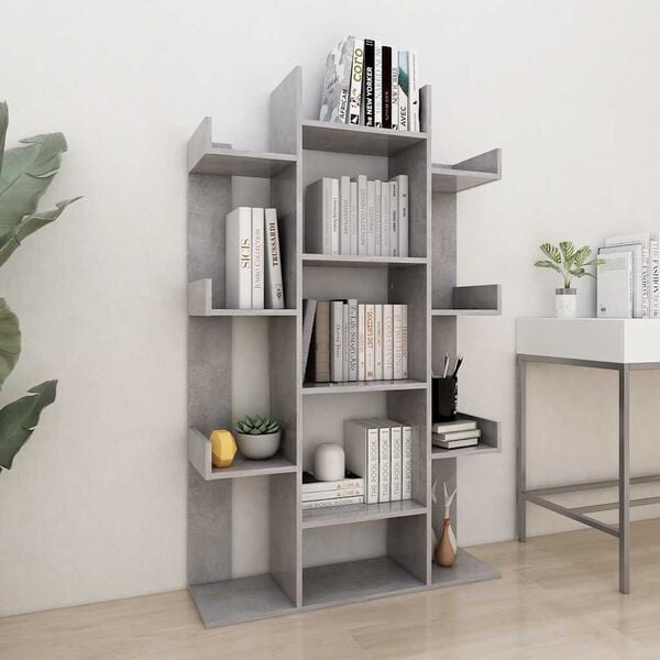 vidaXL Book Cabinet Concrete grey Engineered wood Compact Book Cabinet