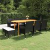 vidaXL Dining Set Black Solid Acacia wood 9 Piece Dining Set