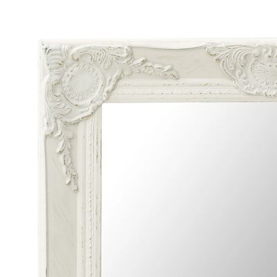 vidaXL Wall Mirror Baroque Style 23.6"x39.4" White