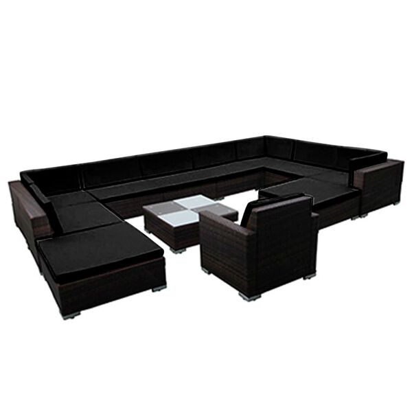 vidaXL Patio Lounge Set of 12 Black