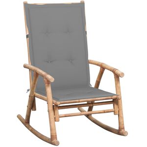 vidaXL Rocking Chair Bamboo, Grey Bamboo, Polyester Standard Durable
