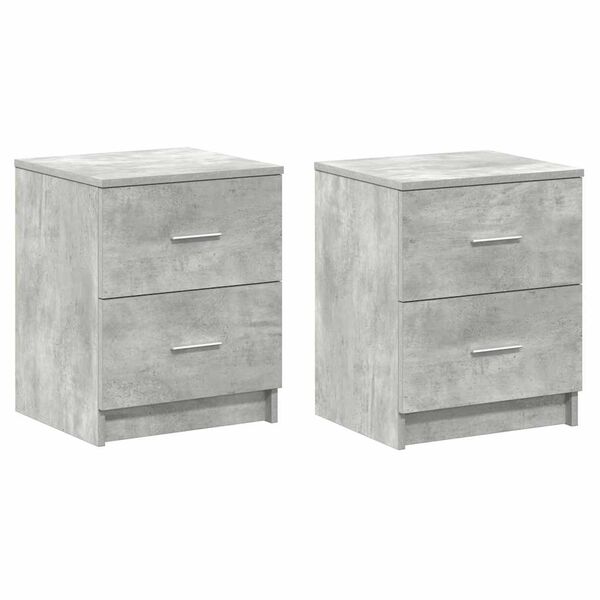 vidaXL Bedside Cabinet Set of 2 Concrete Grey Engineered Wood Medium