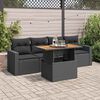 vidaXL Garden Sofa Set Black Poly rattan 5 Piece Set for Outdoor Use