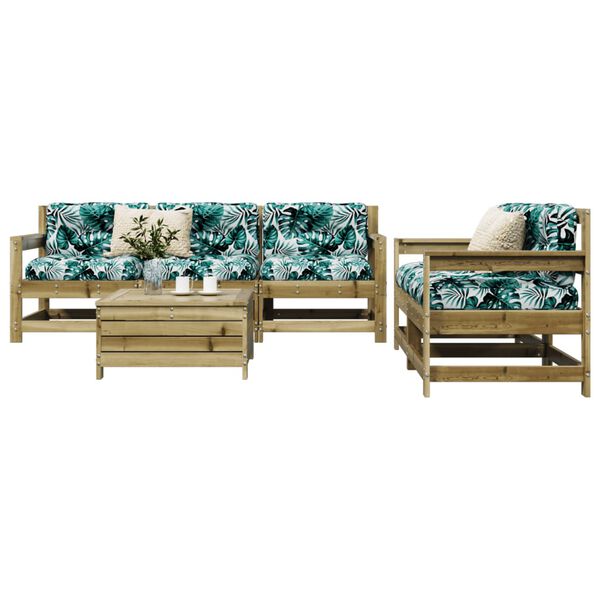 vidaXL Garden Sofa Set Natural Wood Solid Pine Wood Standard Modular