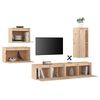 vidaXL TV Cabinet Set of 5 Brown Solid Pine Wood TV Cabinet