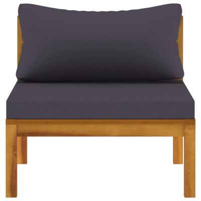vidaXL 2 Piece Patio Sofa Set with Dark Gray Cushions Acacia Wood