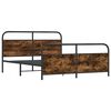 vidaXL Bed Frame Smoked oak Steel, engineered wood 63 x 79 in