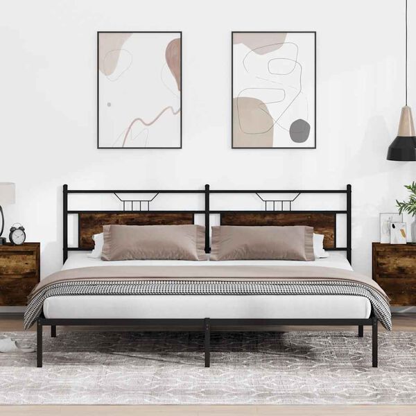 vidaXL Bed Frame Smoked Oak Engineered Wood Double Bed Frame