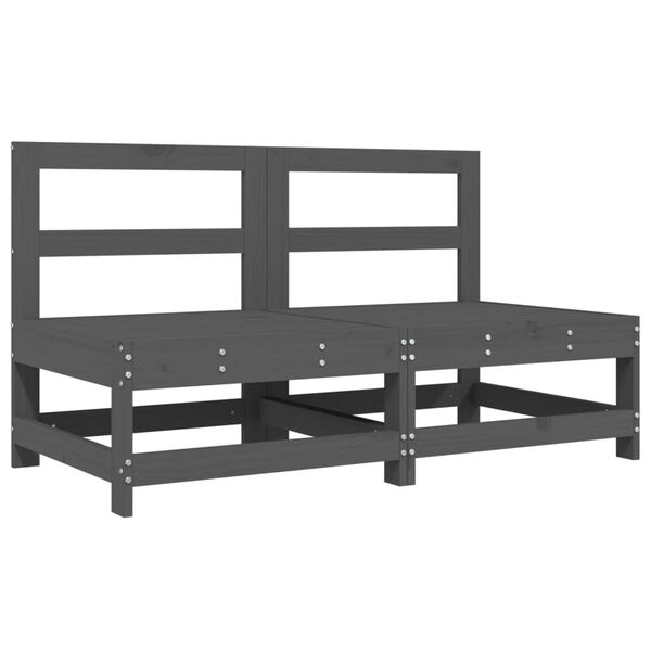 vidaXL Garden Middle Sofa Grey Solid pine wood, Plywood Medium Modular