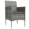 vidaXL Garden Dining Set Grey and Black PE Rattan Large Durable