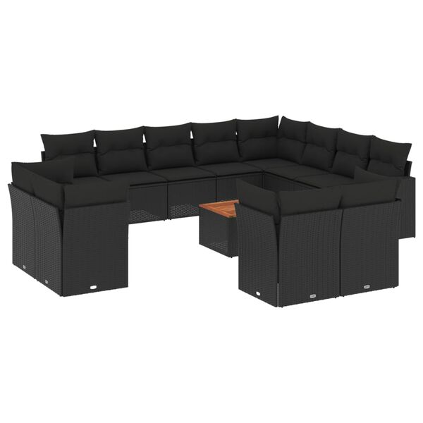 vidaXL Garden Sofa Set Black and Brown