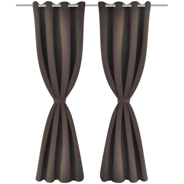 vidaXL Blackout Curtains 2 pcs with Metal Eyelets 53.1x68.9" Brown