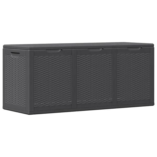 vidaXL Storage Box Black Polypropylene with rattan look Medium
