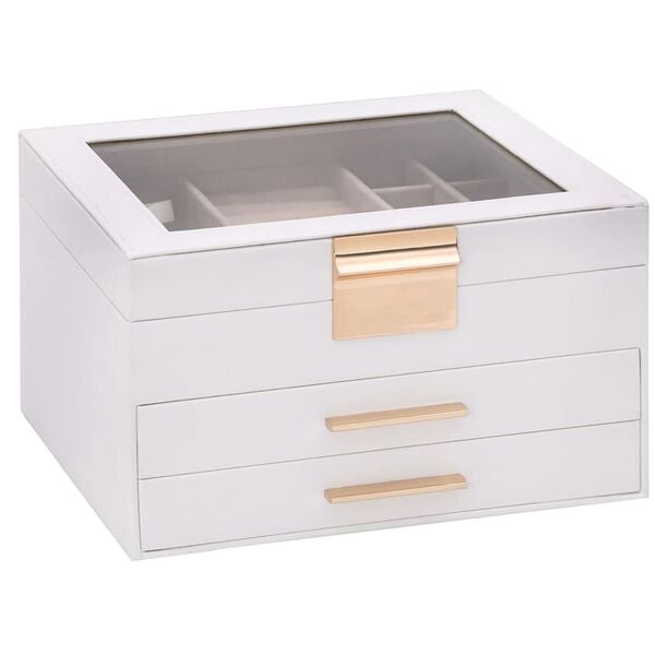 vidaXL Jewellery Box 3-Layer White 9.1x8.1x5.5"