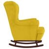 vidaXL Rocking Chair Yellow Velvet (100% polyester), solid rubber wood