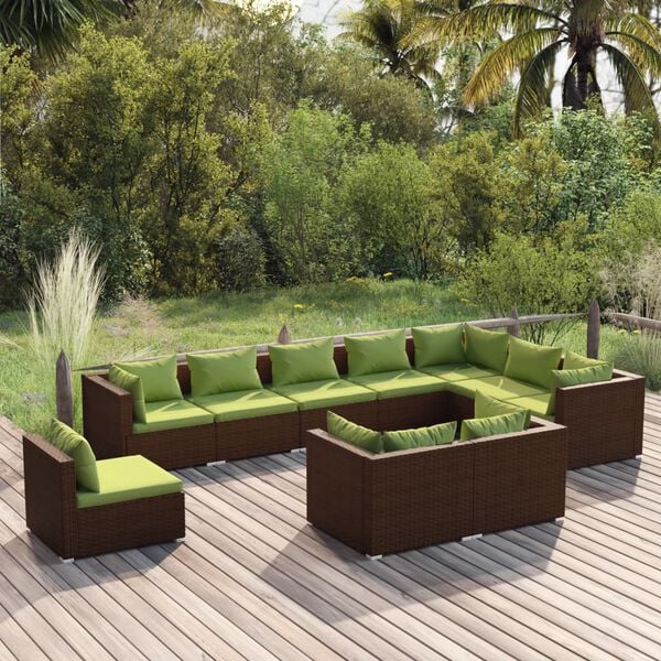 vidaXL Garden Lounge Set Brown PE rattan Large Modular