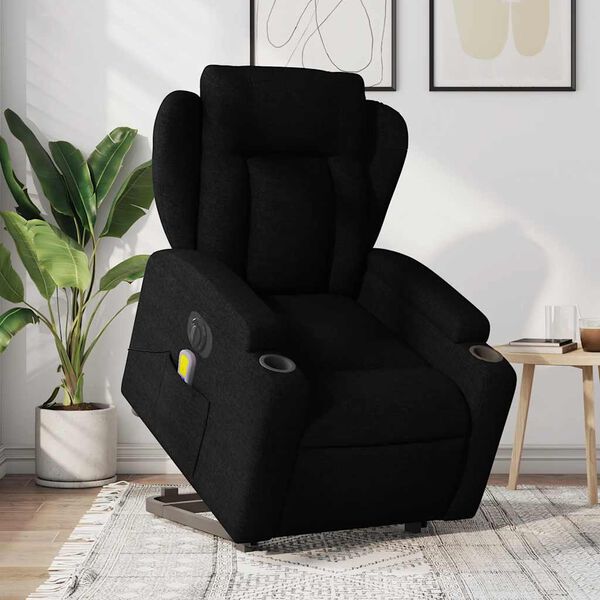 vidaXL Electric Stand Up Massage Recliner Chair Black Fabric