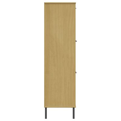 vidaXL Bookcase with Metal Legs Brown 35.4"x13.8"x50.6" Solid Wood OSLO