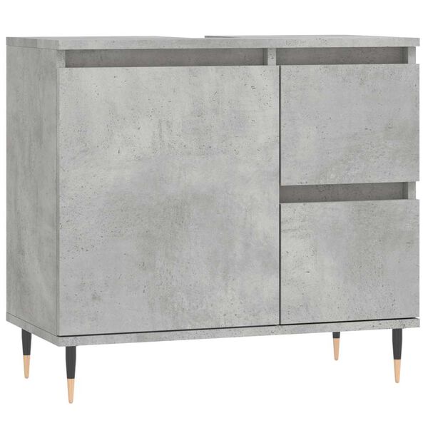 vidaXL Bathroom Cabinet Concrete Gray Engineered Wood, Iron Compact