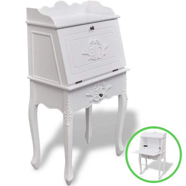 vidaXL Desk White MDF and Pinewood 23.6 x 14.3 x 43.7 in Desk