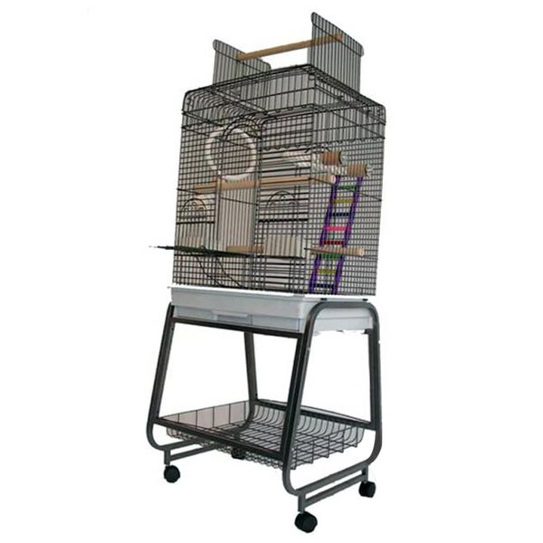 Strong Parrot Cage Silverstone Grey Metal Large Collapsible Bird Cage