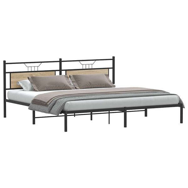 vidaXL Bed Frame Sonoma Oak Engineered wood, steel Full Bed Frame