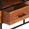 vidaXL TV Cabinet Honey Brown, Black Solid Acacia Wood, Powder-Coated Iron