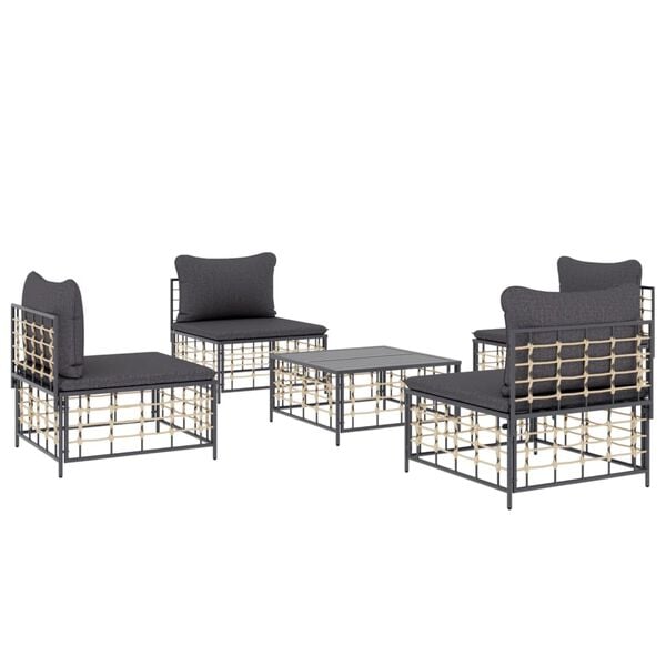 vidaXL Garden Lounge Set Set of 5 Anthracite