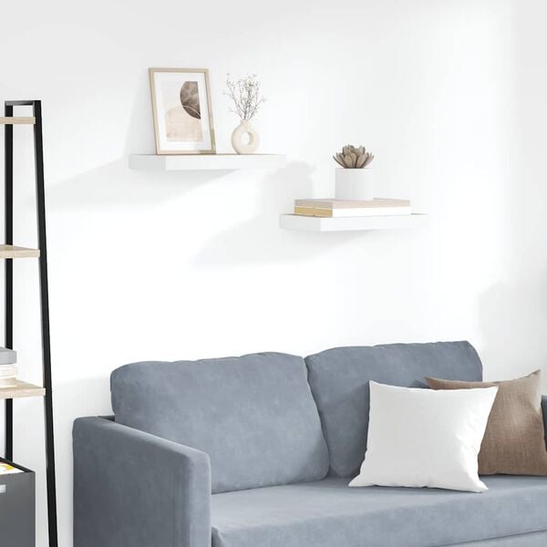 vidaXL Wall Shelf Set of 2 Oak and White Honeycomb MDF, metal Medium