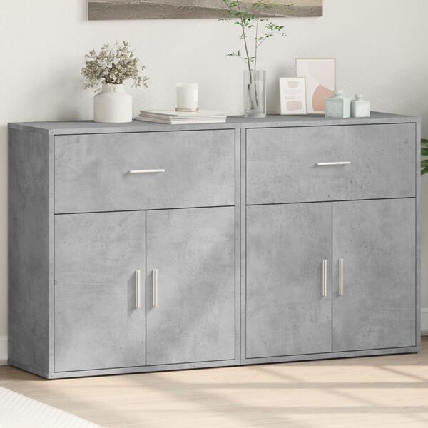 vidaXL Sideboards 2 pcs Concrete Gray 23.6"x12.2"x27.6" Engineered Wood