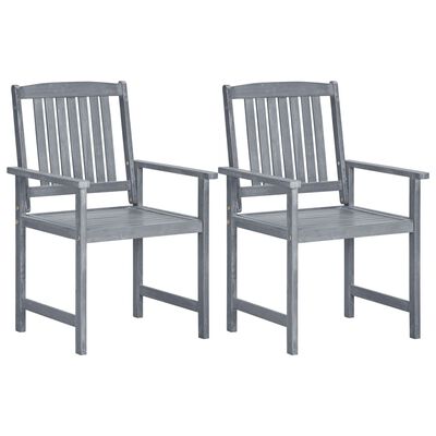 vidaXL Patio Chairs 2 pcs Gray Solid Acacia Wood