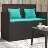vidaXL Garden Bench Black Poly Rattan Medium Garden Bench Rectangular