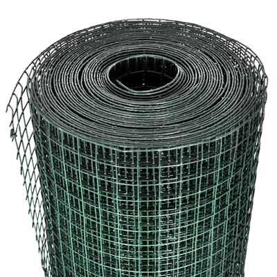 vidaXL Chicken Wire Fence Galvanized Steel 3.3'x82' Green