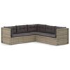vidaXL Garden Lounge Set Grey PE rattan, Powder-coated steel 5 Piece Set